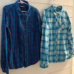 Lands End button up flannel shirts Girls M(10/12)